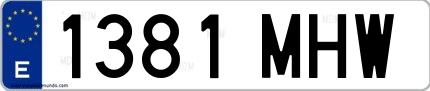 Ejemplo de matrícula española 1381 MHW