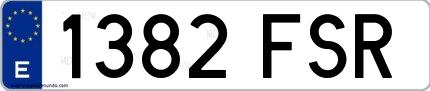 Ejemplo de matrícula española 1382 FSR