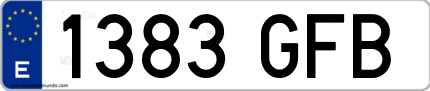 Ejemplo de matrícula de coche ordinaria 1383 GFB