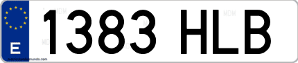 Ejemplo de matrícula de coche ordinaria 1383 HLB