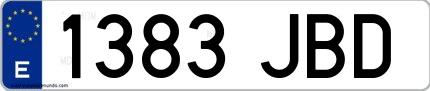 Ejemplo de matrícula española 1383 JBD