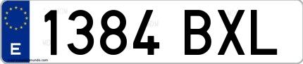 Ejemplo de matrícula española 1384 BXL