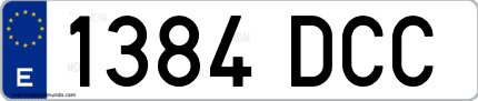 Ejemplo de matrícula de coche ordinaria 1384 DCC