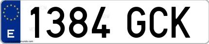 Ejemplo de matrícula española 1384 GCK