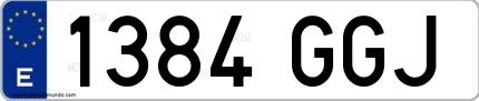 Ejemplo de matrícula española 1384 GGJ