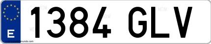 Ejemplo de matrícula española 1384 GLV