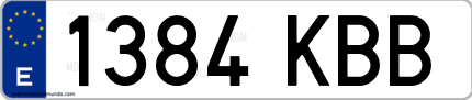 Ejemplo de matrícula de coche ordinaria 1384 KBB