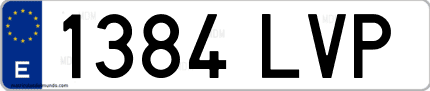 Ejemplo de matrícula de coche ordinaria 1384 LVP