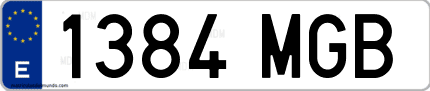 Ejemplo de matrícula de coche ordinaria 1384 MGB