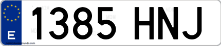 Ejemplo de matrícula de coche ordinaria 1385 HNJ