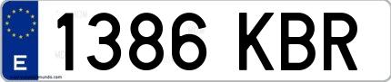 Ejemplo de matrícula española 1386 KBR