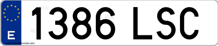 Ejemplo de matrícula de coche ordinaria 1386 LSC