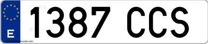 Ejemplo de matrícula española 1387 CCS