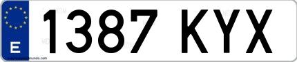 Ejemplo de matrícula española 1387 KYX