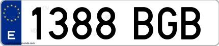Ejemplo de matrícula española 1388 BGB