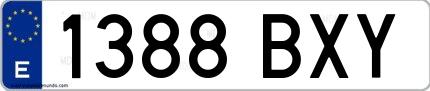 Ejemplo de matrícula española 1388 BXY