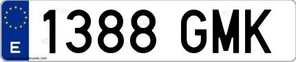 Ejemplo de matrícula española 1388 GMK