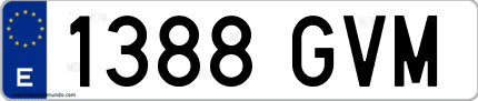 Ejemplo de matrícula de coche ordinaria 1388 GVM