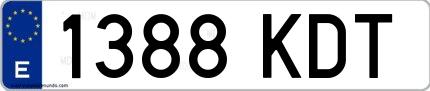 Ejemplo de matrícula española 1388 KDT