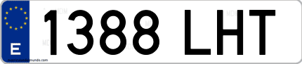 Ejemplo de matrícula de coche ordinaria 1388 LHT