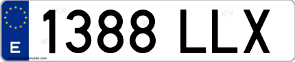 Ejemplo de matrícula de coche ordinaria 1388 LLX