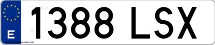 Ejemplo de matrícula española 1388 LSX