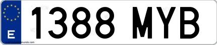 Ejemplo de matrícula española 1388 MYB