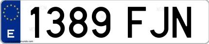 Ejemplo de matrícula española 1389 FJN