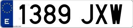 Ejemplo de matrícula española 1389 JXW