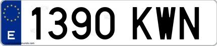 Ejemplo de matrícula española 1390 KWN