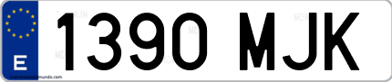 Ejemplo de matrícula de coche ordinaria 1390 MJK
