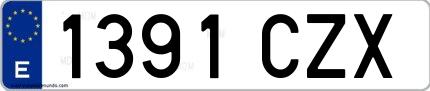 Ejemplo de matrícula española 1391 CZX