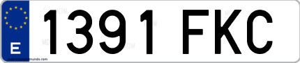 Ejemplo de matrícula de coche ordinaria 1391 FKC