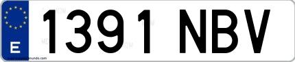 Ejemplo de matrícula española 1391 NBV
