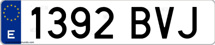 Ejemplo de matrícula de coche ordinaria 1392 BVJ