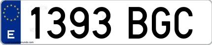 Ejemplo de matrícula española 1393 BGC