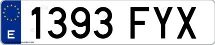 Ejemplo de matrícula española 1393 FYX