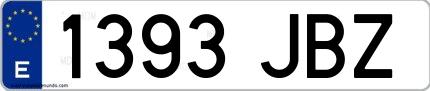 Ejemplo de matrícula española 1393 JBZ