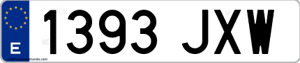 Ejemplo de matrícula de coche ordinaria 1393 JXW