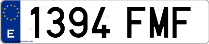 Ejemplo de matrícula de coche ordinaria 1394 FMF