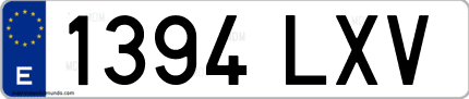 Ejemplo de matrícula de coche ordinaria 1394 LXV