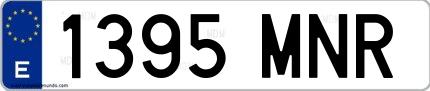 Ejemplo de matrícula española 1395 MNR