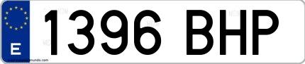 Ejemplo de matrícula española 1396 BHP