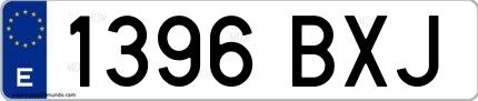 Ejemplo de matrícula española 1396 BXJ