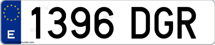 Ejemplo de matrícula de coche ordinaria 1396 DGR