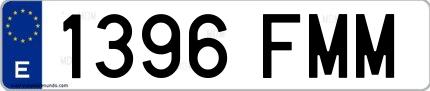 Ejemplo de matrícula española 1396 FMM
