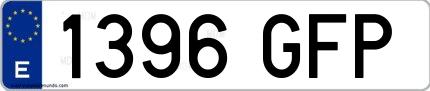 Ejemplo de matrícula española 1396 GFP