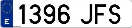Ejemplo de matrícula española 1396 JFS