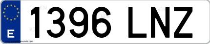Ejemplo de matrícula española 1396 LNZ