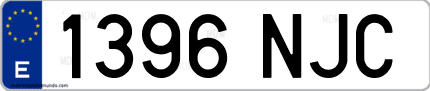 Ejemplo de matrícula de coche ordinaria 1396 NJC
